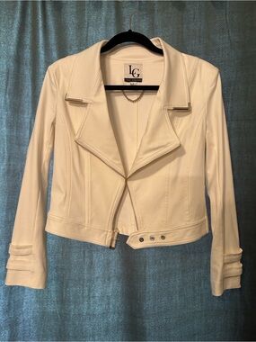 Faux-Leather Cropped Moto Jacket